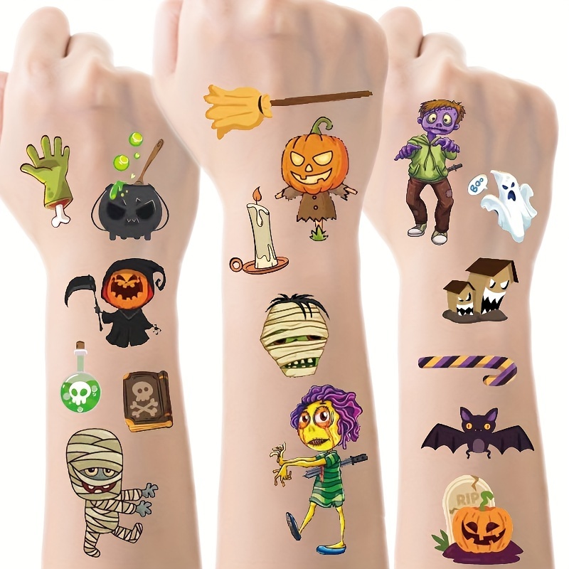 Kids Zombie Toys - 10 Sheets Halloween Pumpkins Zombie Tattoo